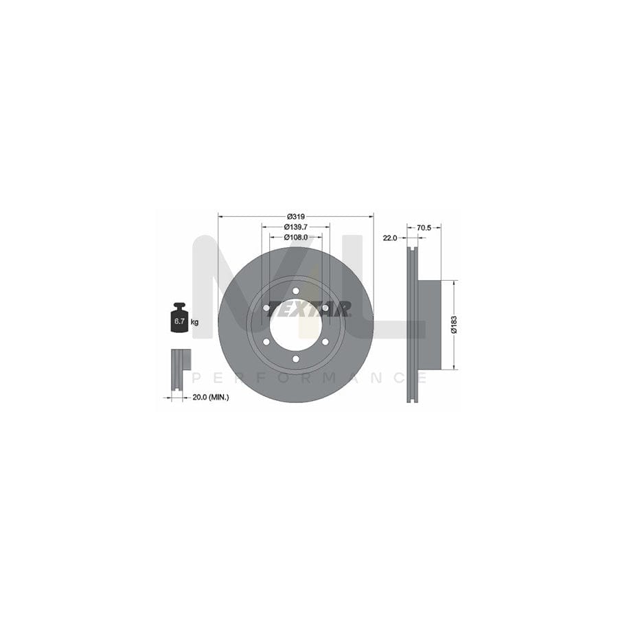 TEXTAR 92093300 Brake Disc Internally Vented, without wheel hub, without wheel studs | ML Performance Car Parts