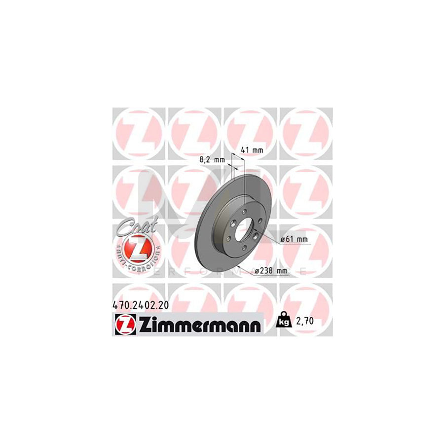 ZIMMERMANN COAT Z 470.2402.20 Brake Disc Solid, Coated  - 1 piece