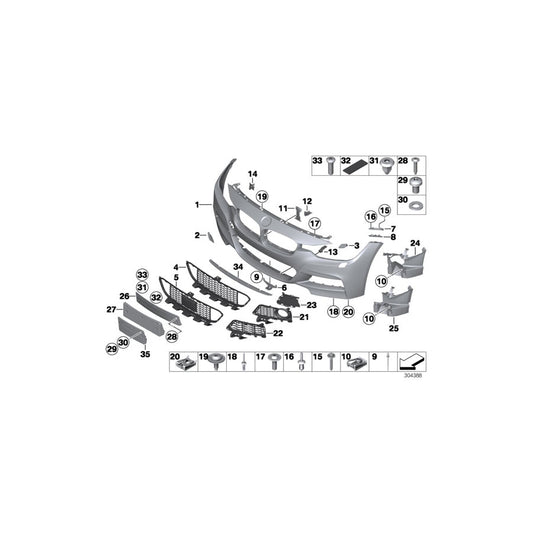 Genuine BMW 51118062636 F30 F31 Trim Cover, Grill, Right M NSW LED (Inc. 340iX) | ML Performance UK Car Parts