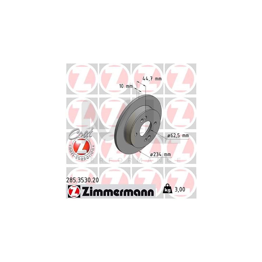 ZIMMERMANN COAT Z 285.3530.20 Brake Disc for HYUNDAI i10 Solid, Coated  - 1 piece
