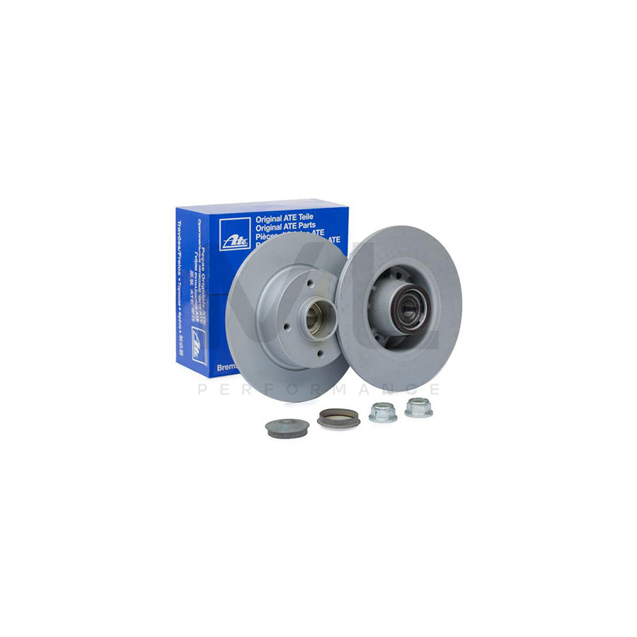 ATE 24.0108-0114.2 Brake Disc Solid, Coated, with ABS sensor ring, with wheel bearing  - 1 piece