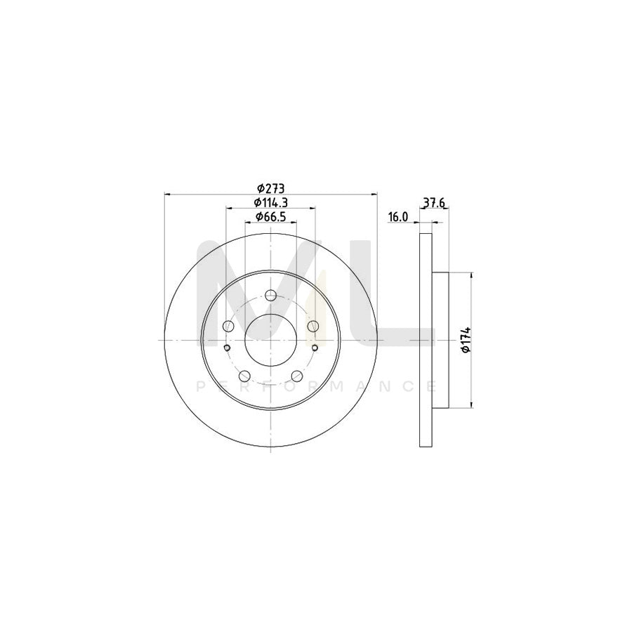 HELLA 8DD 355 111-971 Brake Disc Solid, without wheel hub, without wheel studs