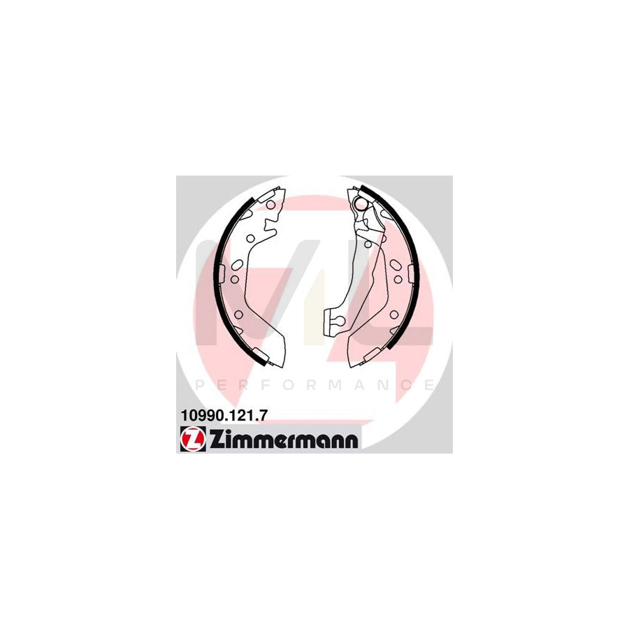 ZIMMERMANN 10990.121.7 Brake Shoe Set Photo corresponds to scope of supply, with lever
