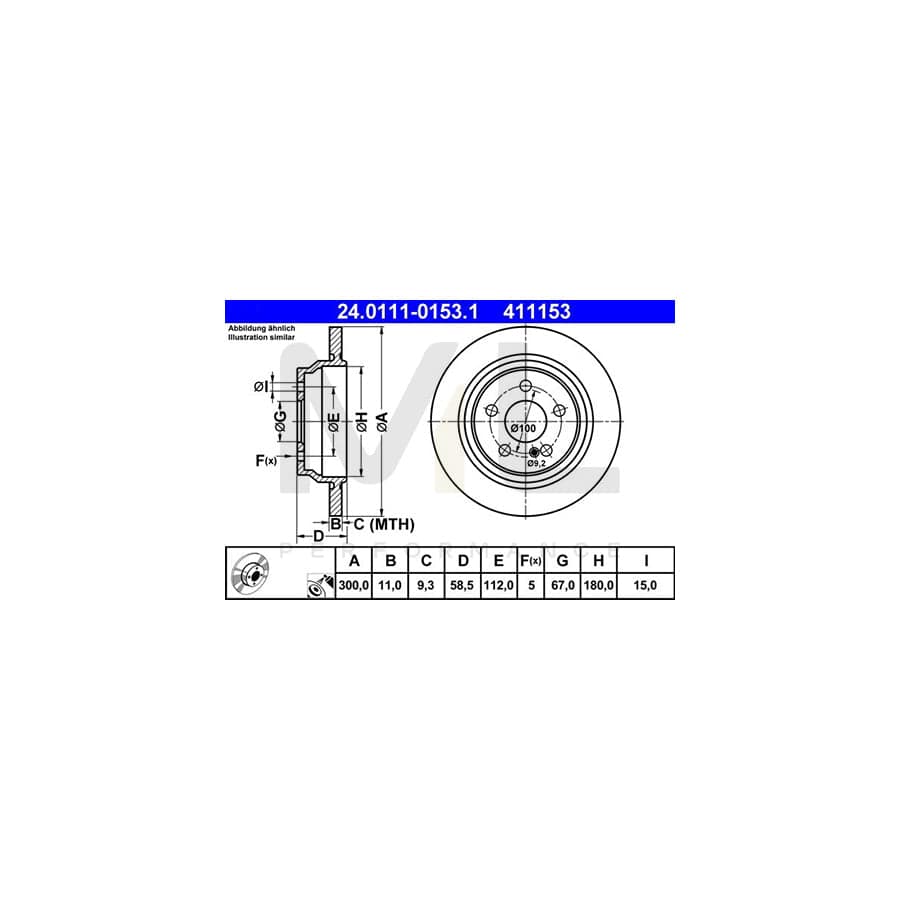 ATE 24.0111-0153.1 Brake Disc suitable for MERCEDES-BENZ S-Class Saloon (W220) Solid, Coated  - 1 piece