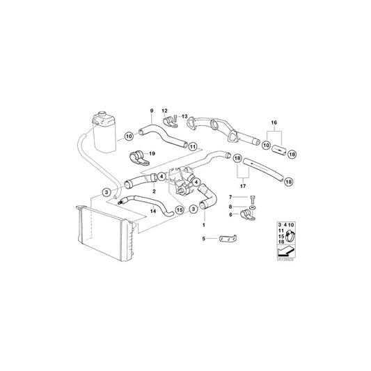 Genuine BMW 11531741415 E38 E31 Water Hose (Inc. 850Ci, 750i & 750iL) | ML Performance US Car Parts