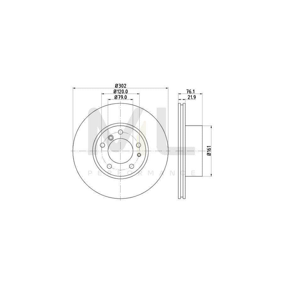 HELLA PRO 8DD 355 101-711 Brake Disc Internally Vented, Coated, without wheel hub, without wheel studs