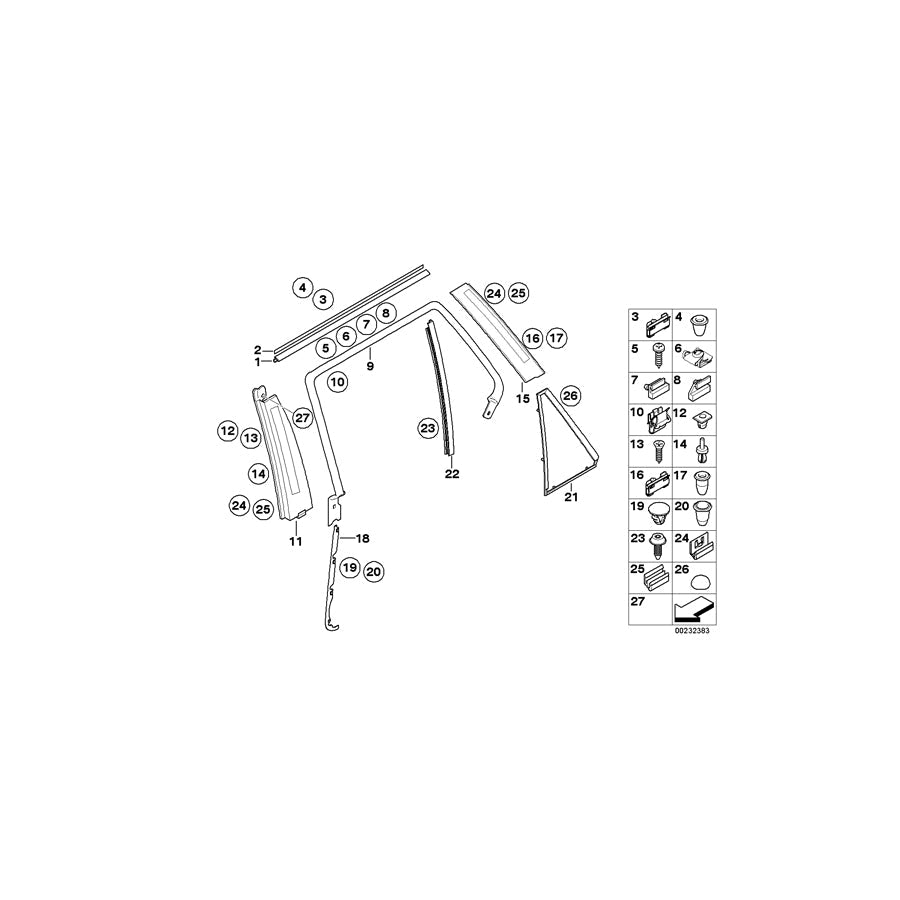 Genuine BMW 51348402577 E53 Window Guide Web, Left SCHWARZ (Inc. X5) | ML Performance US Car Parts