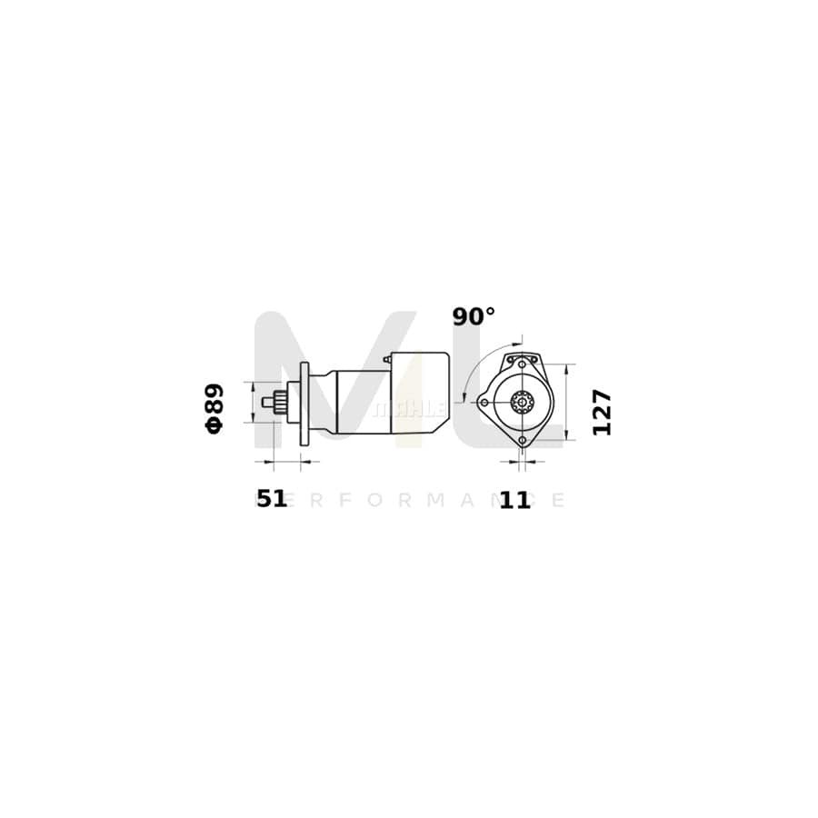MAHLE ORIGINAL MS 496 Starter motor 24V 5,4kW, Teeth Quant.: 9, with splash-water protection | ML Performance Car Parts