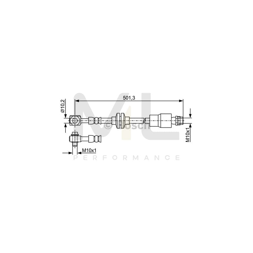 BOSCH 1 987 481 938 Brake Hose 490mm, M10x1 | ML Performance Car Parts