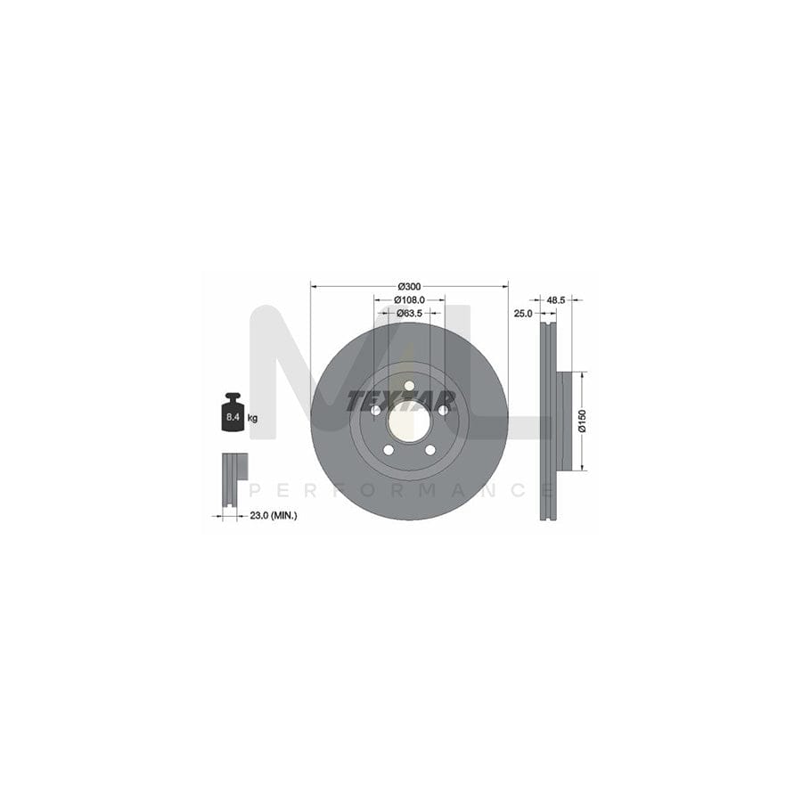 TEXTAR 92326003 Brake Disc Internally Vented, Coated, without wheel hub, without wheel studs | ML Performance Car Parts