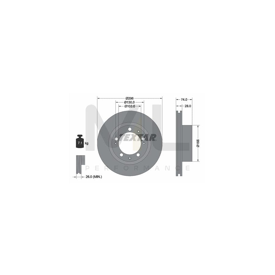 TEXTAR 92052300 Brake Disc Internally Vented, without wheel hub, without wheel studs | ML Performance Car Parts