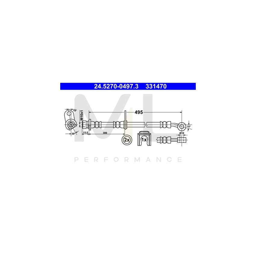 ATE 24.5270-0497.3 Brake Hose for HONDA ACCORD 495mm, M10x1