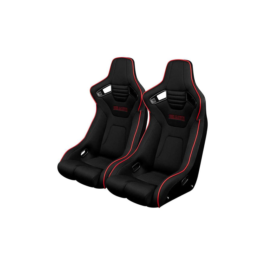 BRAUM Elite-R Fixed Back Bucket Seat ( Black Cloth - Red Piping )