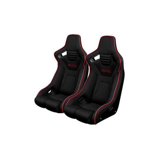 BRAUM Elite-R Fixed Back Bucket Seat ( Black Cloth - Red Piping )