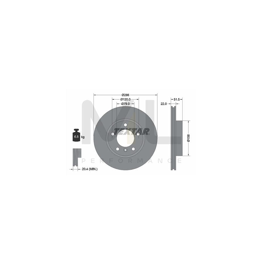 TEXTAR 92055600 Brake Disc Internally Vented, without wheel hub, without wheel studs | ML Performance Car Parts