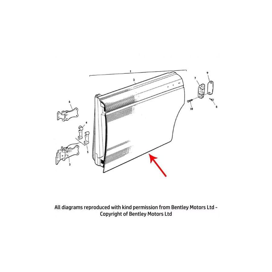 GENUINE Rolls-Royce & Bentley 433100104 RIGHT HAND REAR DOOR OUTER PANEL
