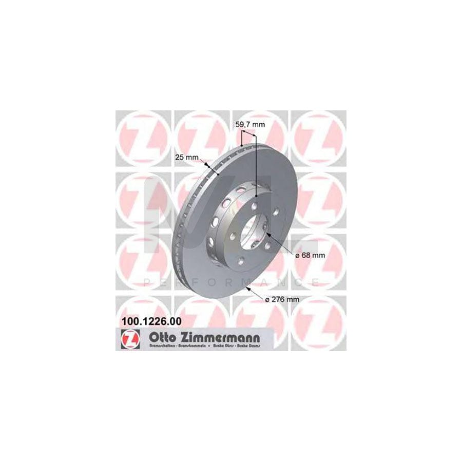 ZIMMERMANN 100.1226.00 Brake Disc for AUDI V8 (441, 442, 4C2, 4C8) Externally Vented, High-carbon  - 1 piece