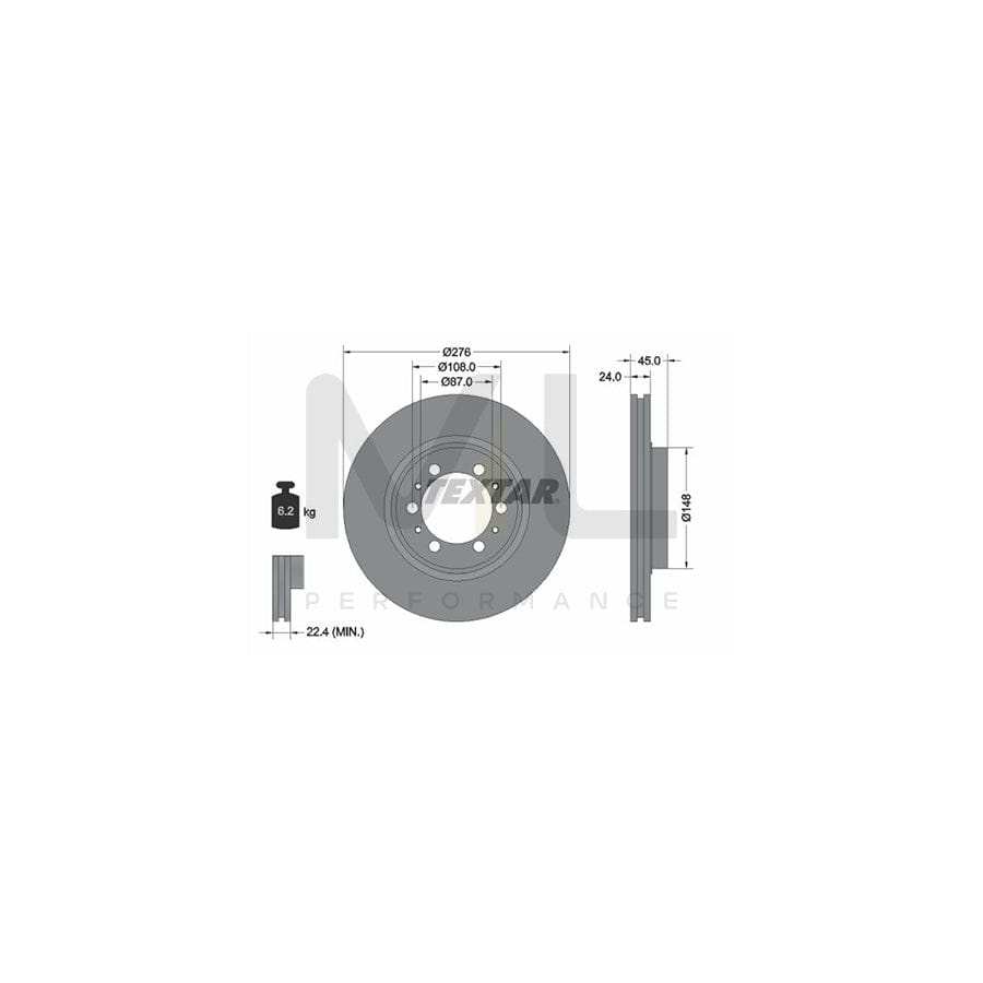 TEXTAR 92079800 Brake Disc Internally Vented, without wheel hub, without wheel studs | ML Performance Car Parts