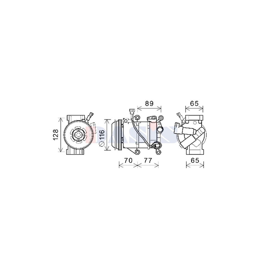 AKS Dasis 852875N Compressor, Air Conditioning for Toyota Yaris III Hatchback (Xp13)