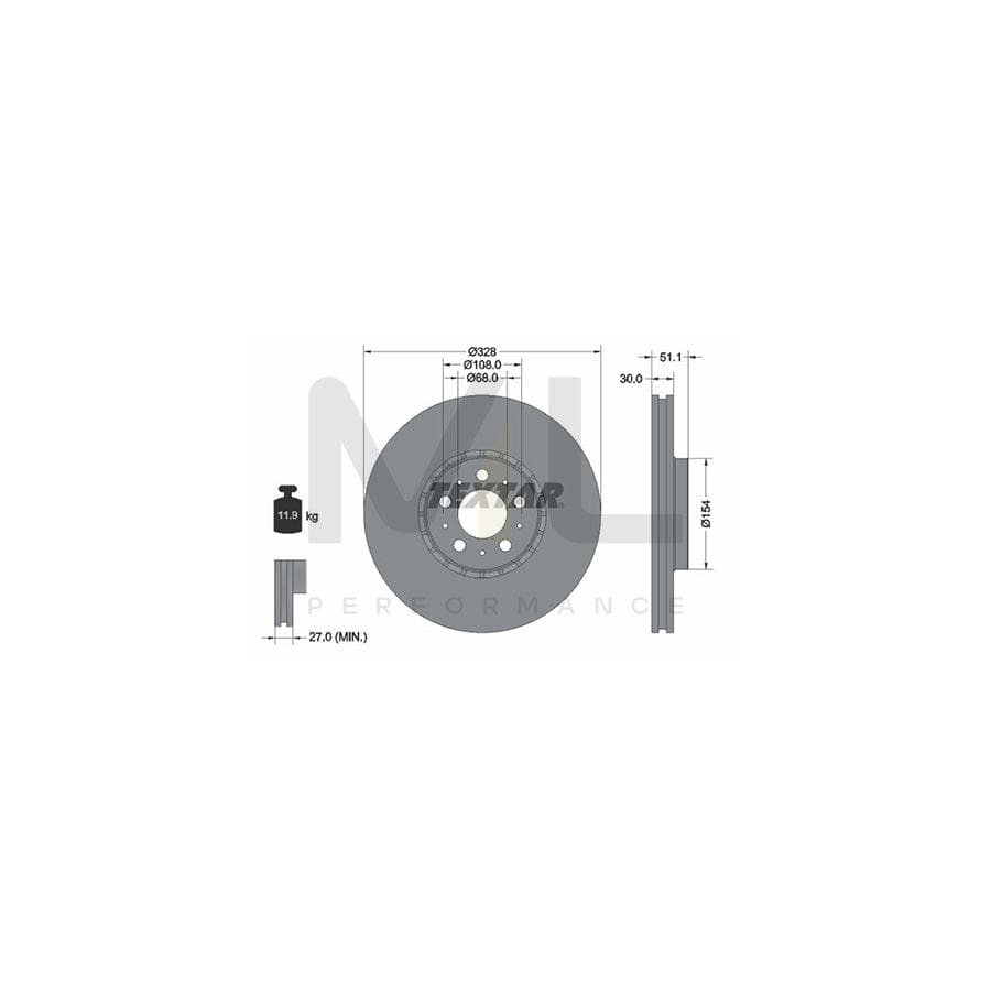 TEXTAR PRO+ 92284105 Brake Disc for VOLVO XC90 I (C, 275) Externally Vented, Coated, High-carbon | ML Performance Car Parts