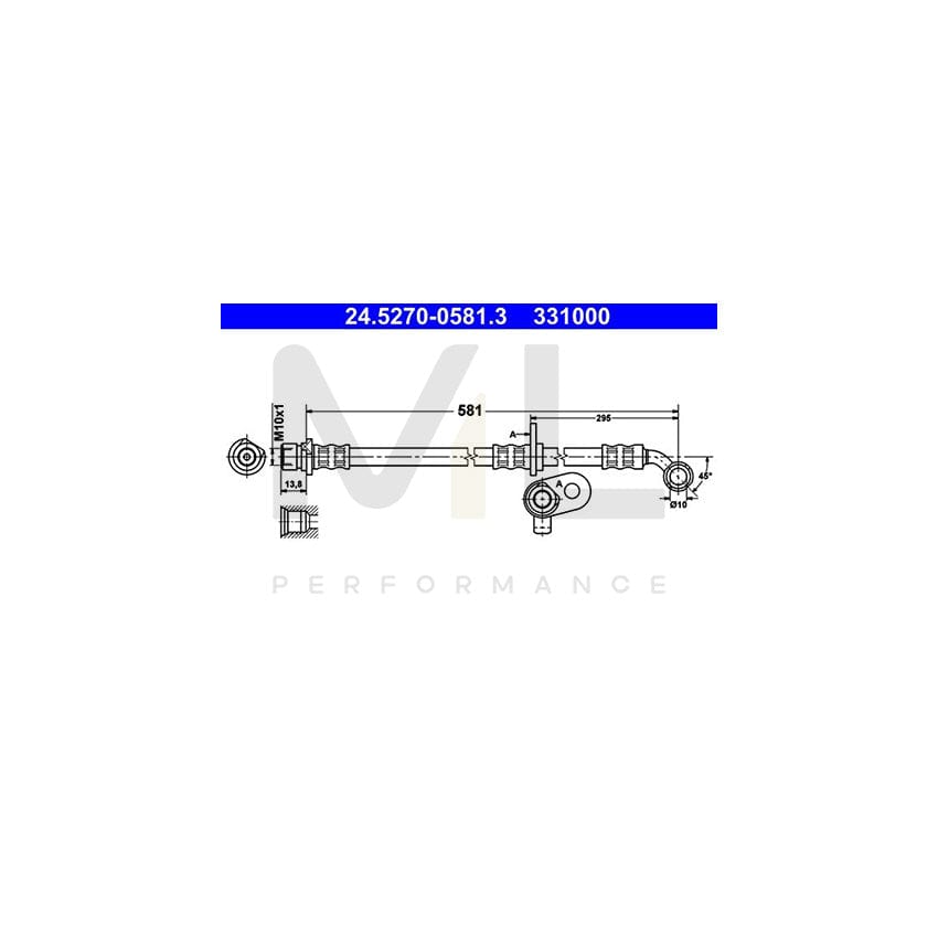 ATE 24.5270-0581.3 Brake Hose for HONDA CR-V II (RD) 581mm, M10x1