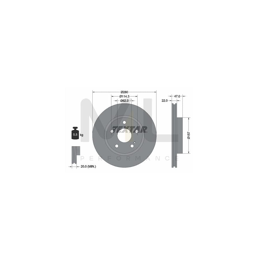 TEXTAR 92222100 Brake Disc Internally Vented, without wheel hub, without wheel studs | ML Performance Car Parts