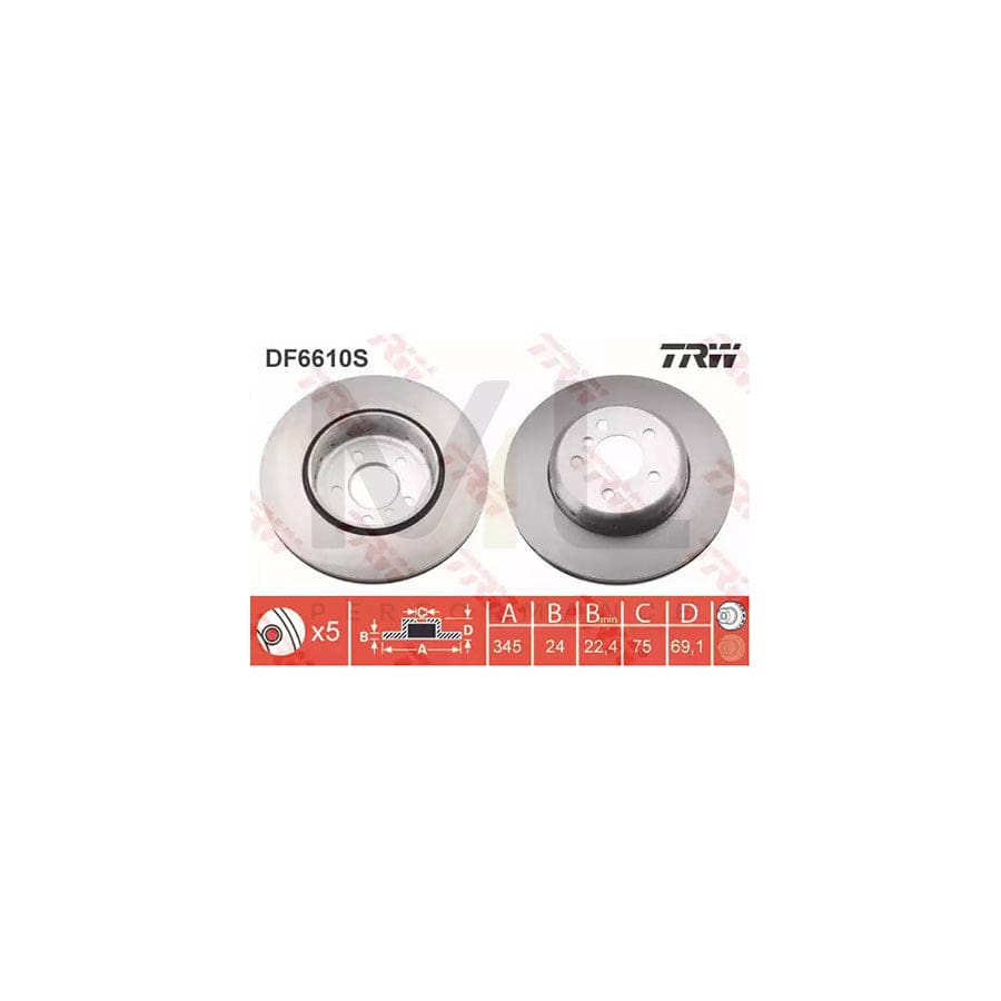TRW DF6610S Brake Disc Two-piece brake disc, Vented, High-carbon | ML Performance Car Parts
