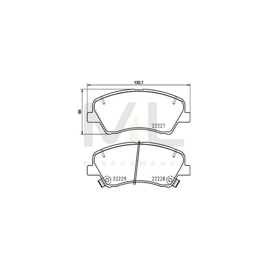 Hella 8DB 355 036-501 Brake Pad Set Incl. Wear Warning Contact, With Accessories