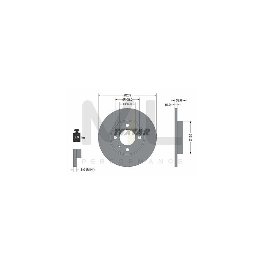 TEXTAR 92071900 Brake Disc Solid, without wheel hub, without wheel studs | ML Performance Car Parts