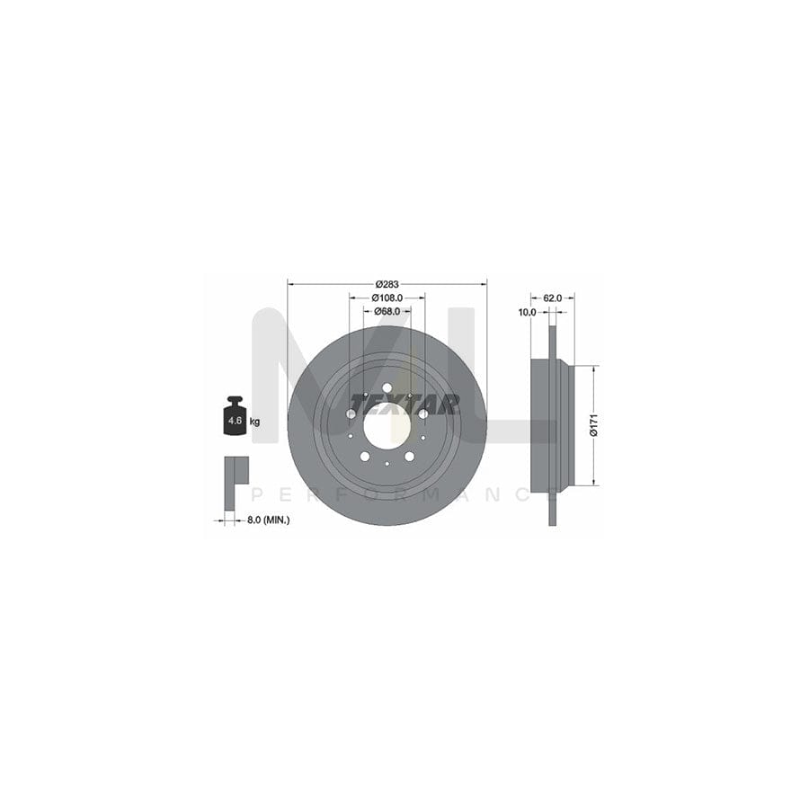 TEXTAR 92088600 Brake Disc Solid, without wheel hub, without wheel studs | ML Performance Car Parts