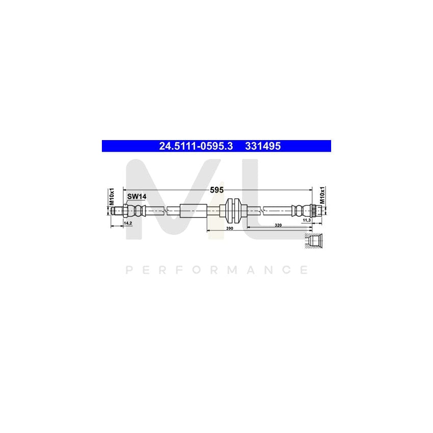ATE 24.5111-0595.3 Brake Hose 595mm, M10x1
