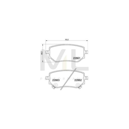 Brembo P 50 153 Brake Pad Set With Acoustic Wear Warning, With Anti-Squeak Plate, With Brake Caliper Screws | ML Performance Car Parts