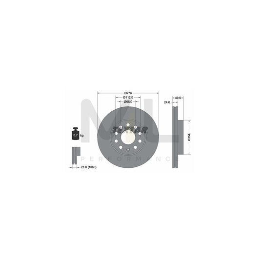 TEXTAR PRO 92271903 Brake Disc Internally Vented, Coated, without wheel hub, without wheel studs | ML Performance Car Parts