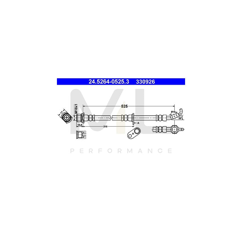 ATE 24.5264-0525.3 Brake Hose 525mm, M10x1