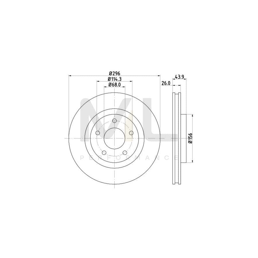 HELLA 8DD 355 114-601 Brake Disc Internally Vented, without wheel hub, without wheel studs