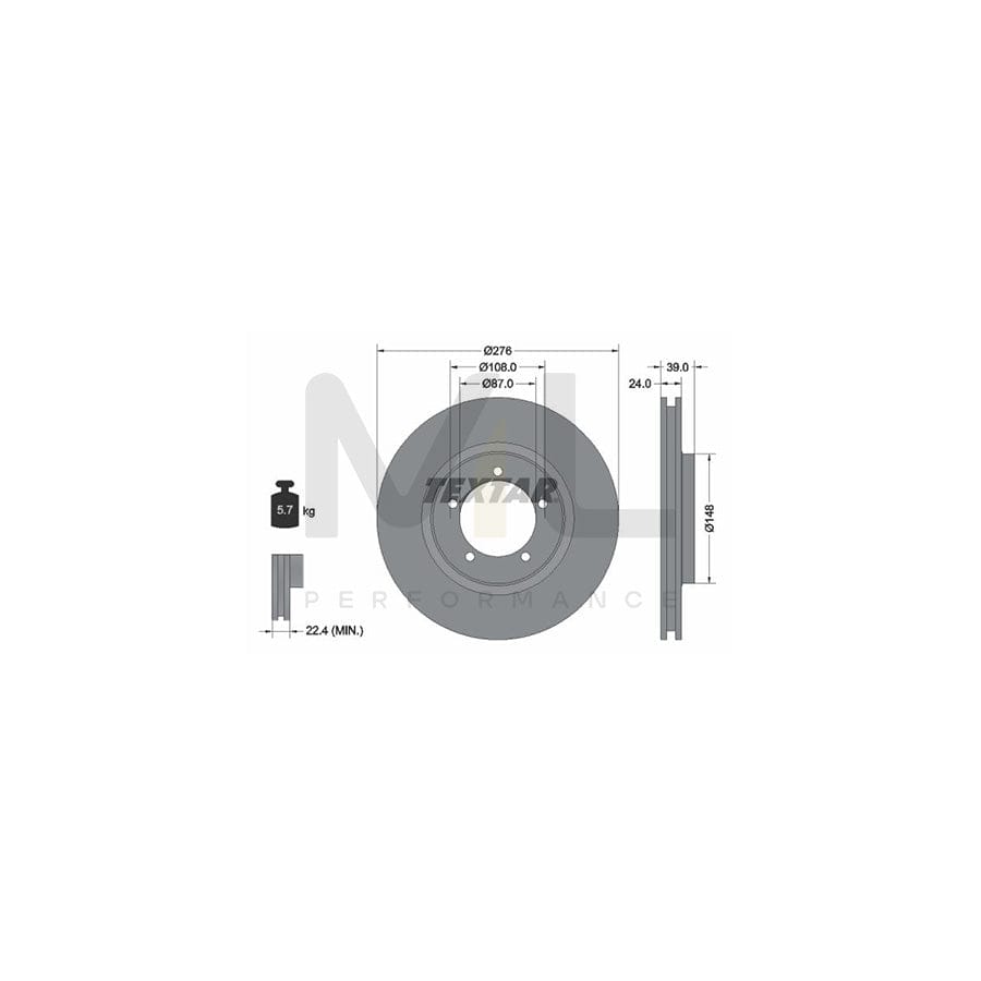 TEXTAR 92110600 Brake Disc for MITSUBISHI L 400 Internally Vented, without wheel hub, without wheel studs | ML Performance Car Parts