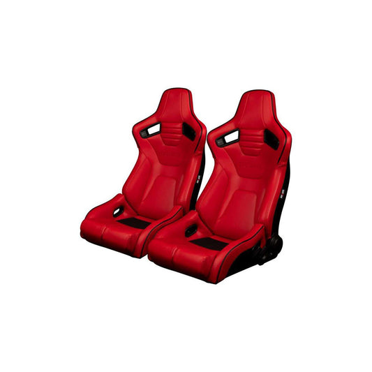 BRAUM Elite-R Series Racing Seats ( Red Leatherette - Black Piping ) – Pair