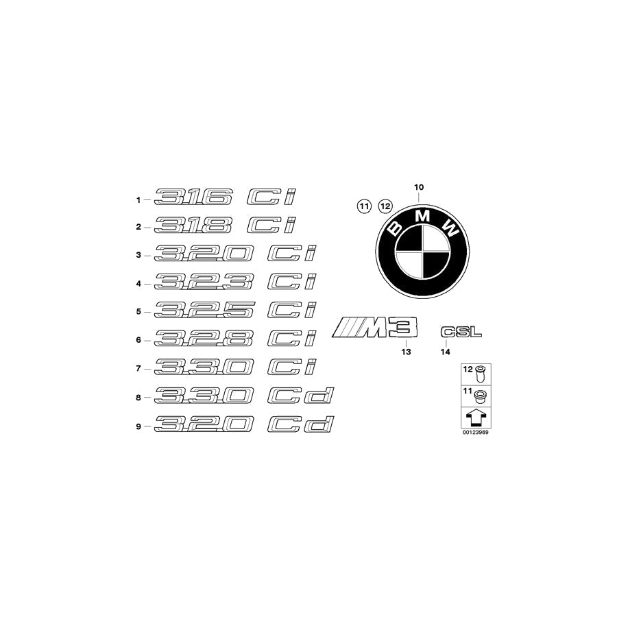 Genuine BMW 51148240124 E46 Emblem Adhered Rear - 328CI - (Inc. 328Ci) | ML Performance UK Car Parts