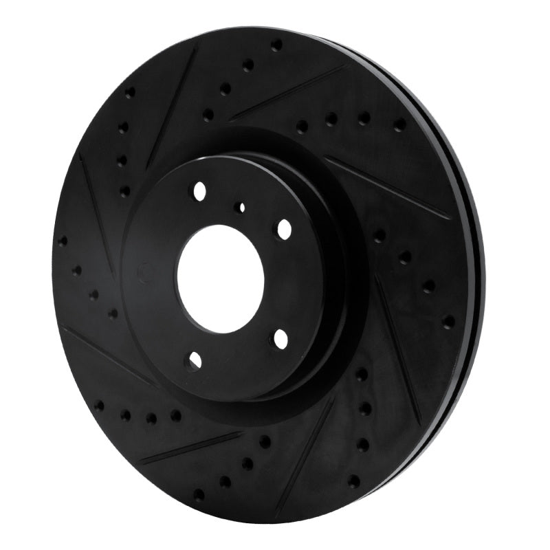 R1 Concepts R1 03-23 Infiniti EX35 Front Left Drilled & Slotted Black Brake Rotor