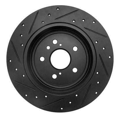 R1 Concepts R1 08-13 Toyota Highlander Rear Right Drilled & Slotted Black Brake Rotor