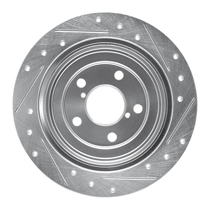 R1 Concepts R1 90-08 Saab 9-2X Rear Left Drilled & Slotted Silver Brake Rotor
