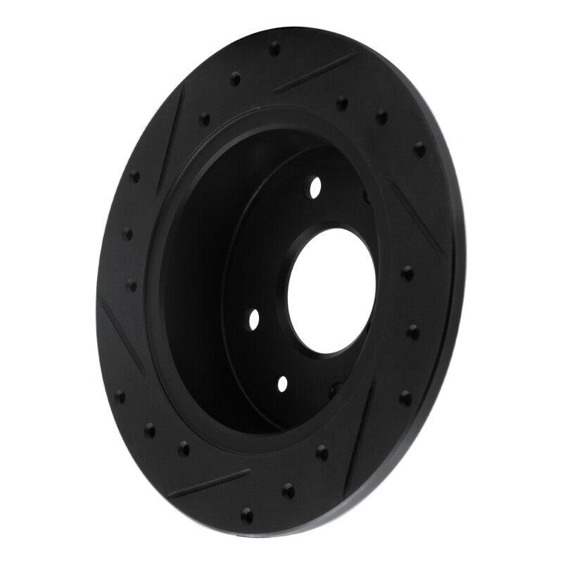 R1 Concepts R1 86-88 Mazda RX-7 Rear Right Drilled & Slotted Black Brake Rotor