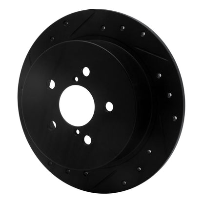 R1 Concepts R1 05-09 Subaru Legacy Rear Left Drilled & Slotted Black Brake Rotor