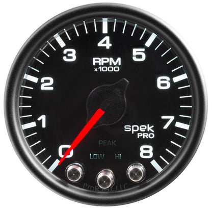 Autometer Spek-Pro Gauge Fuel Press 2 1/16in 15psi Stepper Motor W/Peak & Warn Blk/Chrm