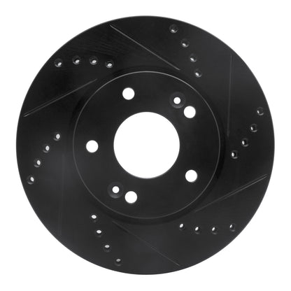 R1 Concepts R1 2011-2025 Hyundai Elantra GT Front Right Drilled & Slotted Black Brake Rotor