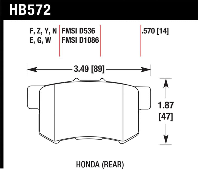 Hawk Performance Hawk 02-04 Honda Civic Si / 99-08 Acura TL DTC-60 Race Rear Brake Pads
