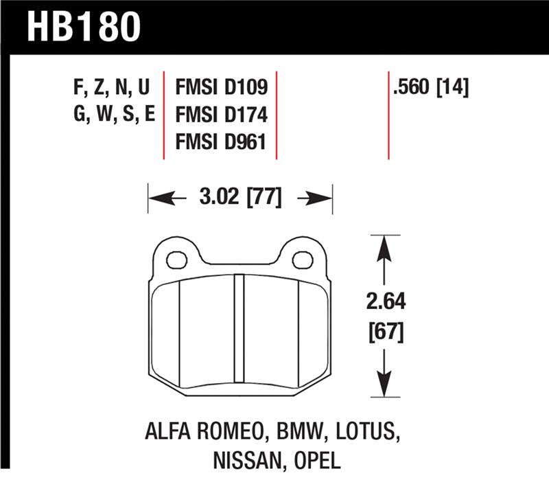 Hawk Performance Hawk 03-06 Evo / 04-09 STi / 03-07 350z Track HT-10 Rear Pads