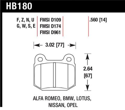 Hawk Performance Hawk 03-06 Evo / 04-09 STi / 03-07 350z Track HT-10 Rear Pads