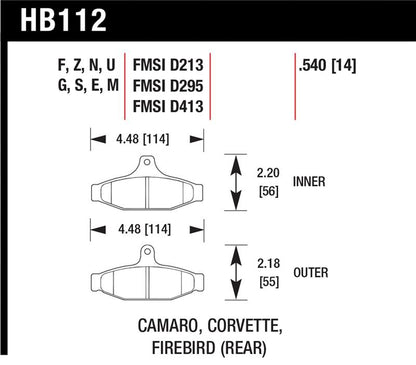 Hawk Performance Hawk 85-97 Chevrolet Camaro w/Rear Disc Brakes/84-96 Chevrolet Corvette DTC-70 Race Rear Brake Pads