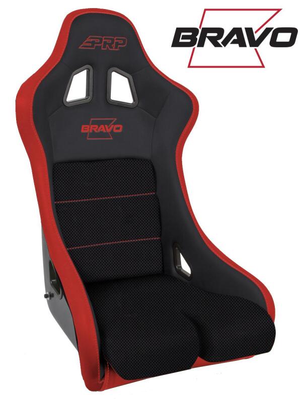 PRP Seats PRP Bravo Composite Seat- Black/Red (PRP Red Outline/Bravo Red- Red Stitching)